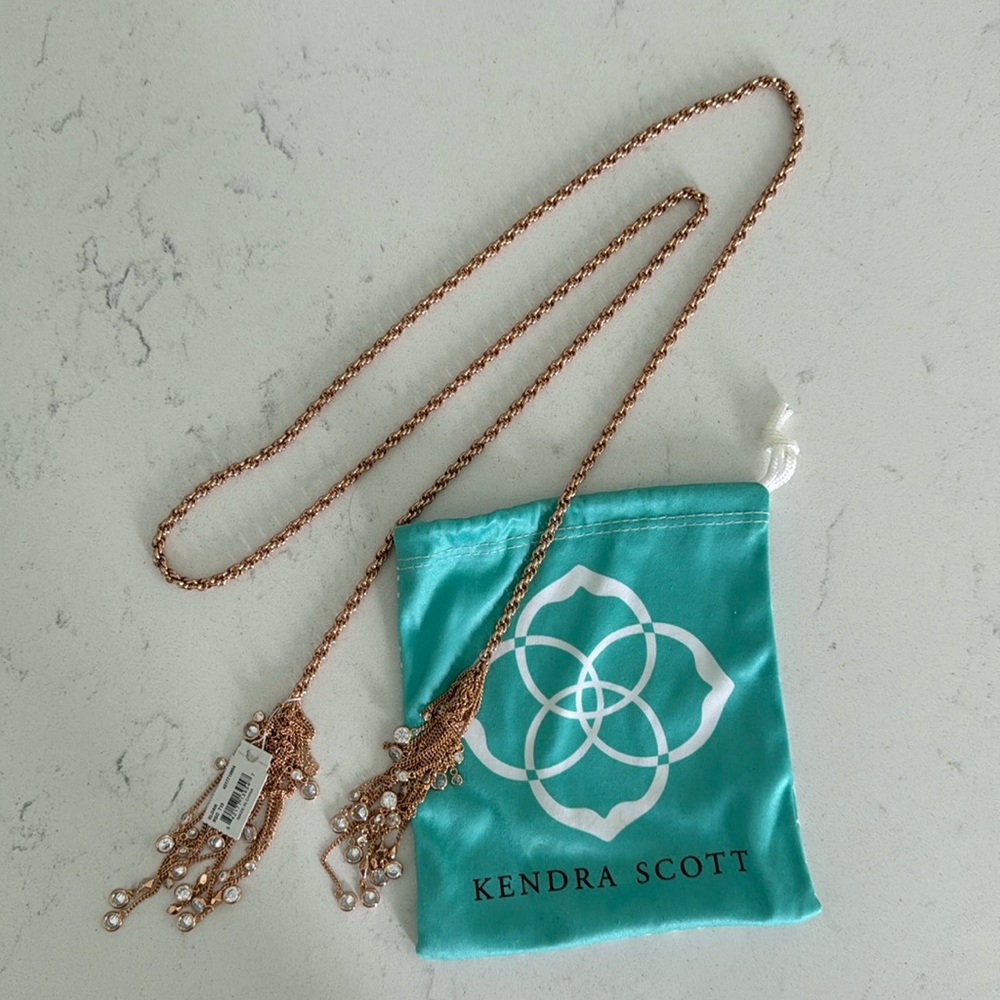 Kendra Scott Sloan Rose Gold Lariat Necklace NWT